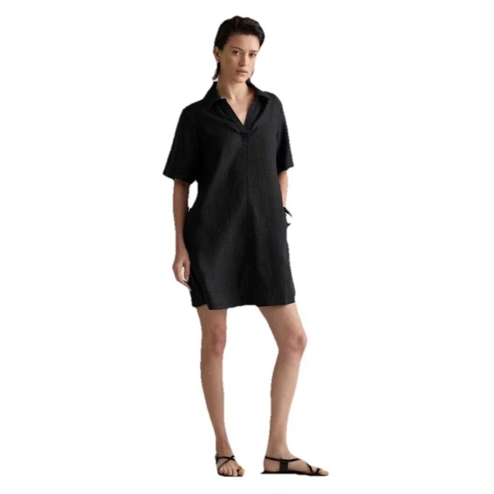 Quince | Dresses | Quince 0 European Linen Popover Mini Dress Black Size  Large With Pockets | Poshmark
